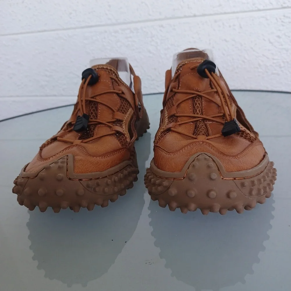 Mens Brown Outdoor Sport Sandals Hiking Water Shoes Bungee Lace EU 44 US 10 NWOT